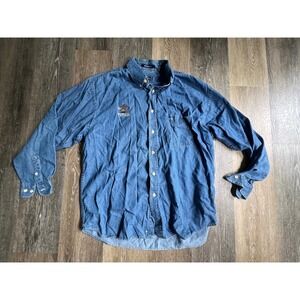 Winner Mate Denim Button Down Mens Medium Blue Kwikset Titan Embroidered Shirt
